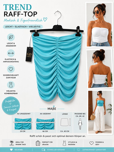 Bandeau top türkis - bandeau, raff-top