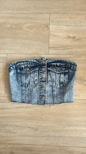 Jeans top bandeau knöpfe - top,